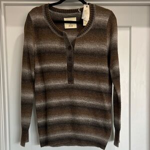Natural Reflections Striped Brown and Gray Sweater NWT size M